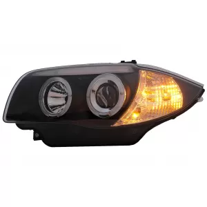 Angel Eyes Headlights suitable for BMW 1 Series E81 E82 E87 E88 (2004-2011) Black