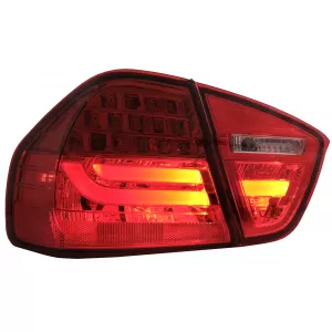Stopuri LED Light Bar LCI Design compatibil cu BMW E90 Seria 3 Limuzina (2005-2008) Rosu Clar-image-6087075