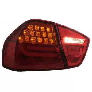 Stopuri LED Light Bar LCI Design compatibil cu BMW E90 Seria 3 Limuzina (2005-2008) Rosu Clar-image-6087078