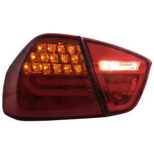 Stopuri LED Light Bar LCI Design compatibil cu BMW E90 Seria 3 Limuzina (2005-2008) Rosu Clar-image-6087079