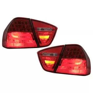 Stopuri LED Light Bar LCI Design compatibil cu BMW E90 Seria 3 Limuzina (2005-2008) Rosu Clar-image-6087083