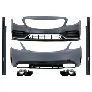image-50-BodyKit C63 Edition 1 Look für Mercedes C W205 Limo 14-20 Stoßstange Endrohre