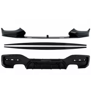 Front Bumper Lip Spoiler suitable for BMW 1 Series F20 F21 LCI (2015-2019) with Rear Bumper Spoiler Valance Diffuser and Side Skirts Extensions Hatchback M Sport Piano Black