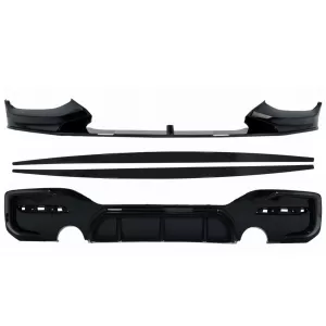 Front Bumper Lip Spoiler suitable for BMW 1 Series F20 F21 LCI (2015-2019) with Rear Bumper Spoiler Valance Diffuser and Side Skirts Extensions Hatchback M Sport Piano Black