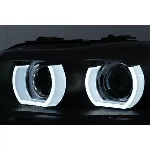 3D Angel Eyes LED DRL Xenon Headlights suitable for BMW 3 Series E90 E91 LCI (2008-2011) Black