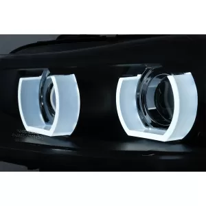 3D Angel Eyes LED DRL Xenon Headlights suitable for BMW 3 Series E90 E91 LCI (2008-2011) Black