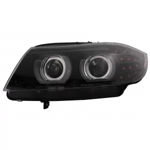 3D Angel Eyes LED DRL Xenon Headlights suitable for BMW 3 Series E90 E91 LCI (2008-2011) Black