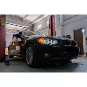 3D Angel Eyes LED DRL Xenon Headlights suitable for BMW 3 Series E90 E91 LCI (2008-2011) Black