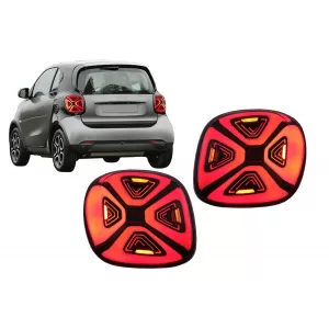 Hátsó lámpa szett Smart ForTwo C453 A453 ForFour W453 (2014-2019), dinamikus irányjelzővel, piros-átlátszó-image-6089615