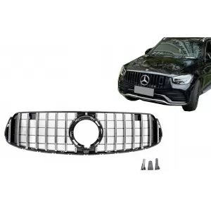 image-72-Gitter für Mercedes GLC X253 C253 Facelift 20+ GTR Panamericana Look Schwarz Chrom