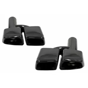 Heckstoßstange & Auspuff Tipps Schwarz für Mercedes S W221 2005-2013 PDC S65 Look-image-6088537
