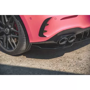Rear Bumper Side Splitters Fins suitable for Mercedes A-Class W177 A35 A45 Hatchback (2018-up) Piano Black