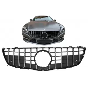 Front Grille suitable for Mercedes SL-Class R231 (2012-2016) GT-R Panamericana Design Black Chrome