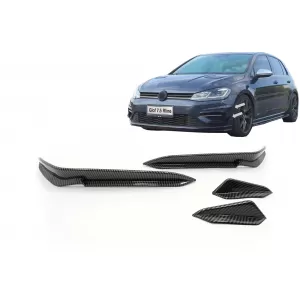 image-40-Frontstoßstange Seitenklappen Flossen für VW Golf 7.5 5G R Fließheck 17-20 Carbon-Look