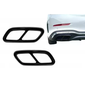 image-43-Auspuff Tipps Rahmen für Mercedes C-Klasse W206 S206 Sport Line 2021+ Glänzend schwarz