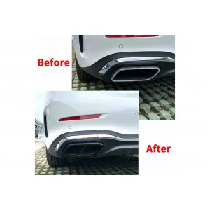 Muffler Tips Frames suitable for Mercedes C-Class W206 S206 Sport Line (2021-Up) Piano Black