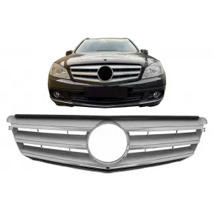 Frontgitter für Mercedes C W204 S204 Limousine Kombi 2007-2014 Sport Silber-image-6092044
