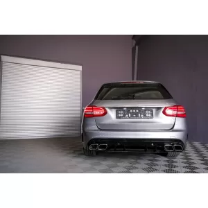 Hátsó lökháró diffózor Mercedes C-osztály W205 S205 (2014-2020) C63S Design ezüst végekkel, csak Sport Line modellekhez-image-6091973