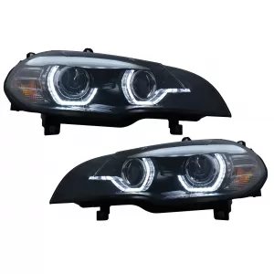 image-64-Xenon fényszóró Angel Eyes 3D LED DRL BMW X5 E70 (2007-2010) modellekhez, fekete, AFS támogatás