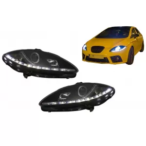 image-17-LED DRL Фарове подходящи за Seat Leon Altea Toledo (06.2005-2009) Черен
