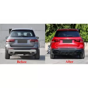 Difuzor Bara Spate cu Ornamente Evacuare compatibil cu Mercedes GLB X247 SUV (2020-up) Night Package-image-6352374