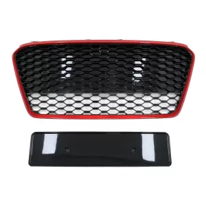 Front Grille suitable for Audi R8 42 1st Generation Facelift (2013-2015) RS Design Glossy Black Red
