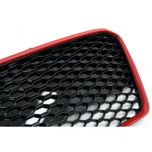 Front Grille suitable for Audi R8 42 1st Generation Facelift (2013-2015) RS Design Glossy Black Red