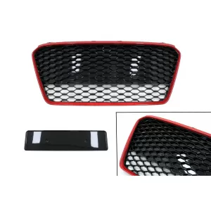 Front Grille suitable for Audi R8 42 1st Generation Facelift (2013-2015) RS Design Glossy Black Red