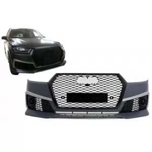 image-22-Stoßstange für Audi Q7 4M SUV 2015-2019 RS Design Kühlergrill Honeycomb SRA PDC
