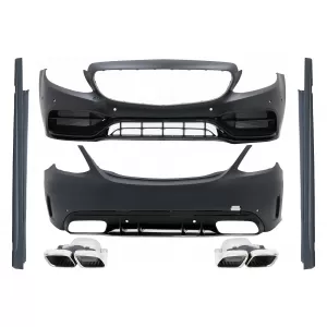 image-61-Kit Carrozzeria per Mercedes C W205 Berlina 2014-2020 Paraurti Minigonne Punte Silenziatore