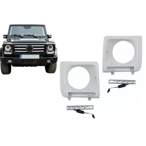 Scheinwerfer Abdeckungen LED TFL Tagfahrlicht für Mercedes G-Klasse W463 Chrom-image-6097022