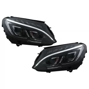 image-0-Full LED DRL fényszórók Mercedes C-osztály W205 S205 A205 C205 (2014-2018) fekete