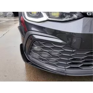 Front Bumper Side Fins Flaps suitable for VW Golf 8 Mk8 MQB GTI / R-Line (2020-Up) Piano Black