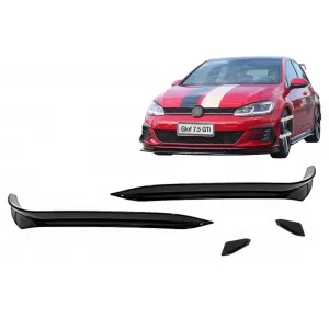 image-49-Frontstoßstange Seitliche Flossenklappen für VW Golf 7.5 GTI 5G Fließheck 17-20 Glänzend Schwarz