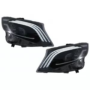 Full LED Headlights suitable for Mercedes V-Class W447 (2016-2020) Black