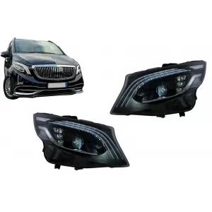 Full LED Headlights suitable for Mercedes V-Class W447 (2016-2020) Black