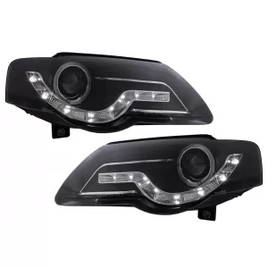 image-23-LED DRL Angel Eyes Фарове подходящи за VW Passat B6 3C (03.2005-2010) Черен