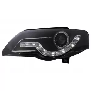 Faruri Angel Eyes LED DRL compatibil cu VW Passat B6 3C (03.2005-2010) Negru-image-6098058