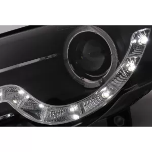 Faruri Angel Eyes LED DRL compatibil cu VW Passat B6 3C (03.2005-2010) Negru-image-6098059
