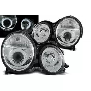 image-28-LED Фарове с Angel Eyes , подходящи за Mercedes E-Class W210 (1999-2002) Хром Facelift Дизайн