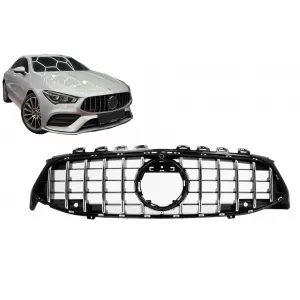 image-76-Front Grille suitable for Mercedes CLA X118 C118 (2019-05.2023) Chrome Stripes GT-R Panamericana Design