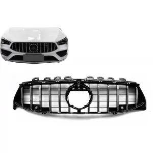 image-10-prednji grill-maska pogodna za Mercedes CLA Ks118 C118 (2019-up) klavir crna Stripes GT- R Panamerika dizajn