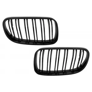 image-12-Front Kidney Grilles suitable for BMW 3 Series E92 E93 Coupe Convertible LCI (2010-2015) Double Stripe Piano Black