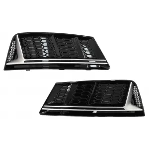 image-43-Bumper Lower Grille Covers Side Grilles suitable for Audi A4 B9 Sedan Avant (2016-2018) RS4 Design Silver Edition