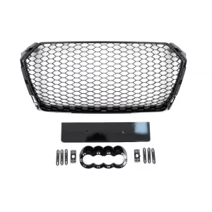 image-35-Front Grille suitable for Audi A4 B9 8W (2016-2018) Sedan Avant RS Design Glossy Black