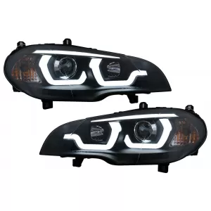 image-36-Tube Light LED DRL Angel Eyes Headlights suitable for BMW X5 E70 (2007-2013) Black
