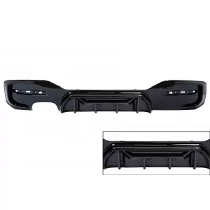 image-60-Hátsó lökhárító spoiler diffúzor bal dupla kivezetéses BMW 1-es F20 F21 LCI (2015-06.2019) zongoralakk fekete karbon megjelenéssel