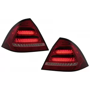 image-6-Full LED Taillights suitable for Mercedes C-Class W203 Sedan (2000-2004) Red Clear with Dynamic Turn Signal