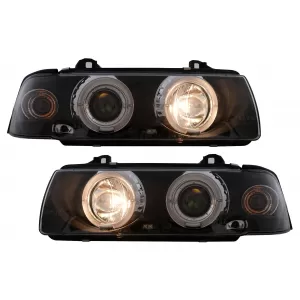 Faruri Angel Eyes compatibil cu BMW Seria 3 E36 Coupe Cabrio (1990-1999) Negre-image-6104549