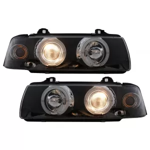 Faruri Angel Eyes compatibil cu BMW Seria 3 E36 Coupe Cabrio (1990-1999) Negre-image-6104552